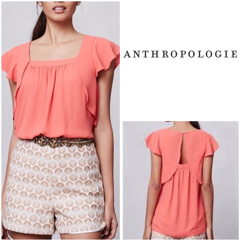 Anthropologie Meadow Rue Flutter Sleeve Blouse